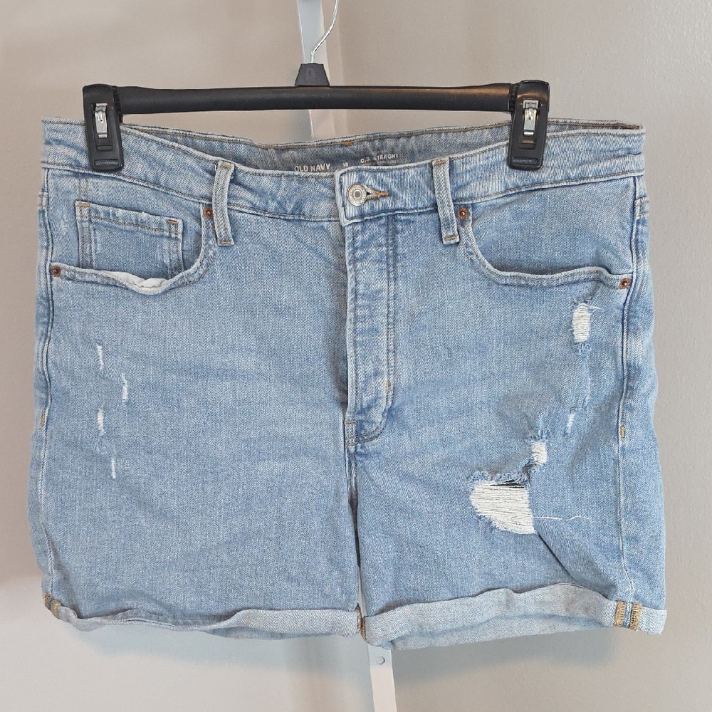Old Navy High Rise O.G. Straight Secret Smooth Jean Shorts / 16